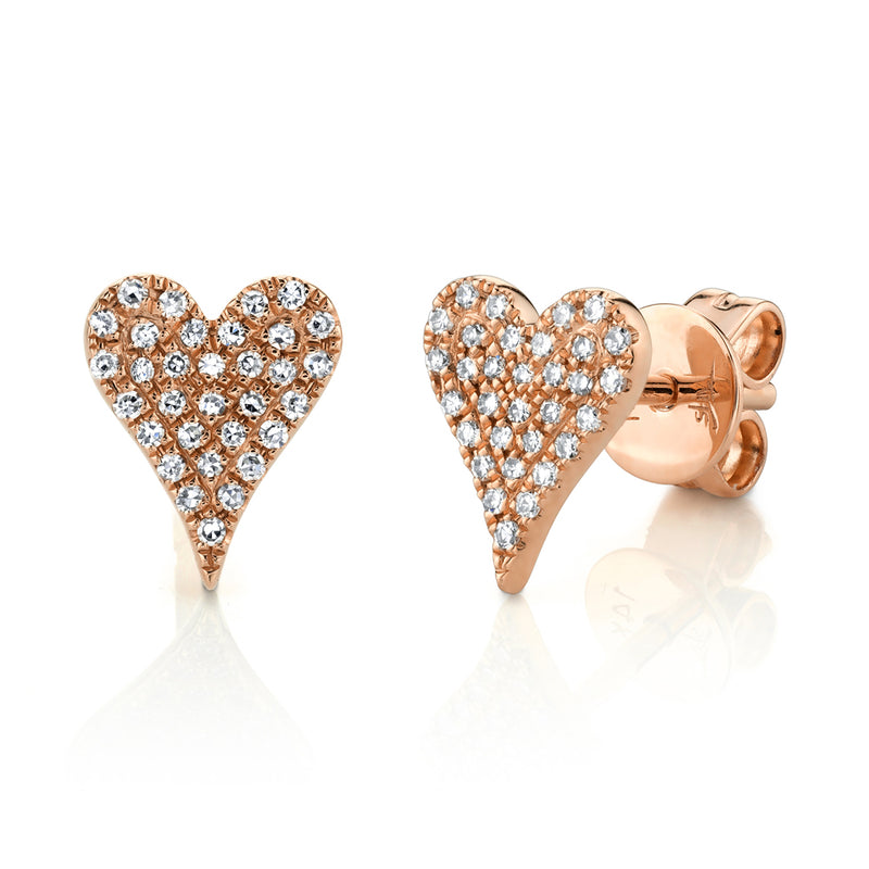 0.14CT DIAMOND PAVE HEART STUD EARRING