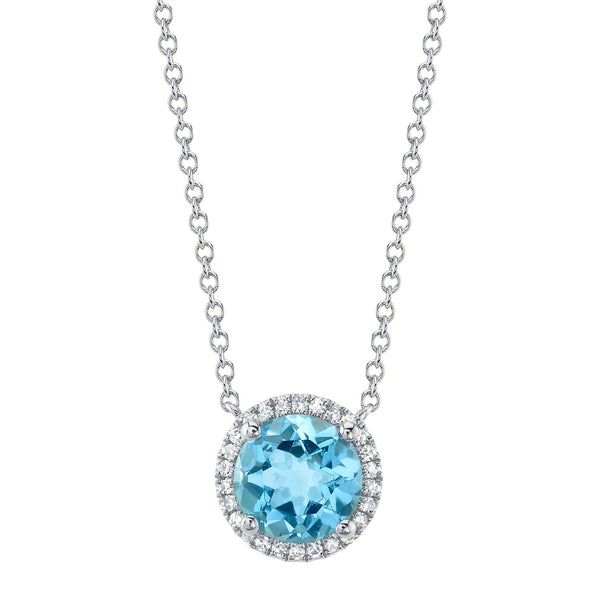 0.08CT DIAMOND & 1.80CT BLUE TOPAZ NECKLACE