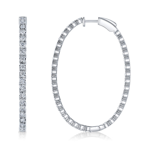 2.17CT DIAMOND OVAL HOOP EARRING