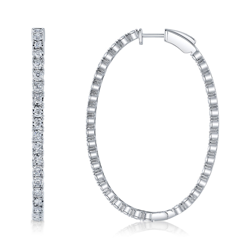 2.17CT DIAMOND OVAL HOOP EARRING