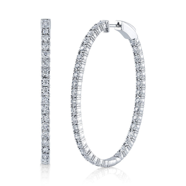 2.17CT DIAMOND OVAL HOOP EARRING