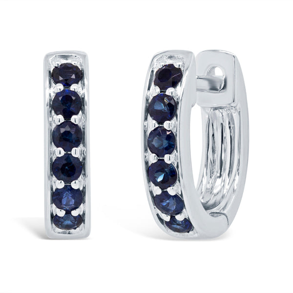 0.39CT BLUE SAPPHIRE HUGGIE EARRING