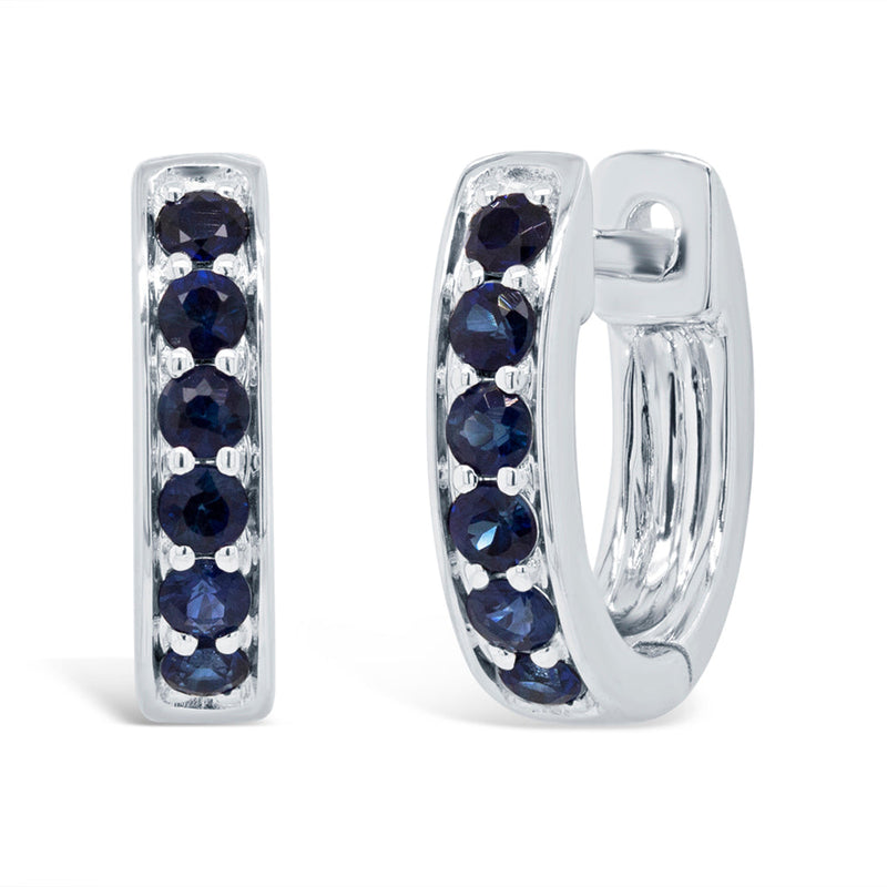 0.39CT BLUE SAPPHIRE HUGGIE EARRING