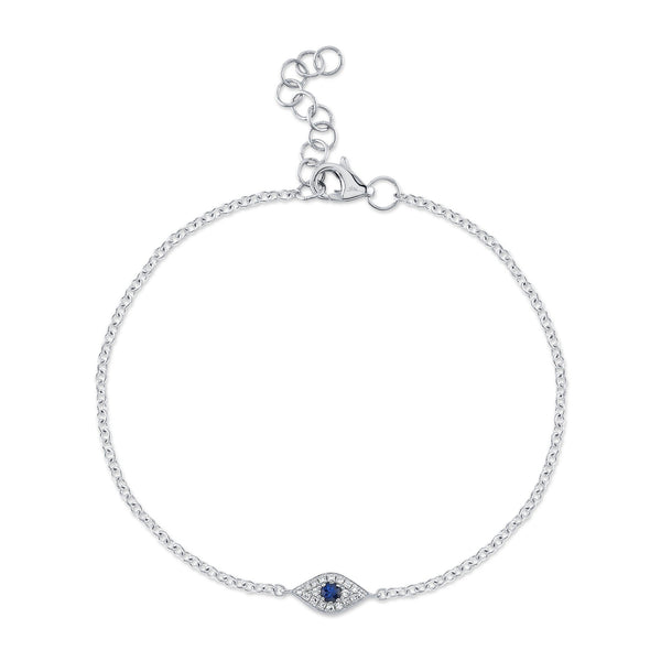 0.04CT DIAMOND & 0.06CT BLUE SAPPHIRE EYE BRACELET