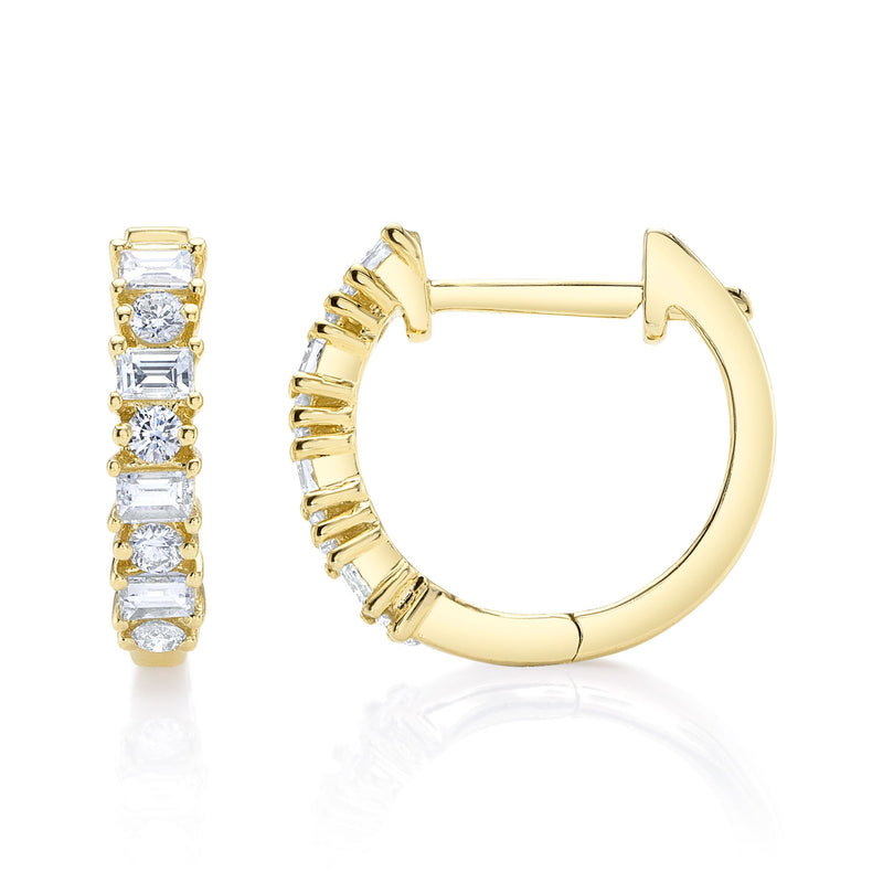 0.42CT DIAMOND BAGUETTE HUGGIE EARRING