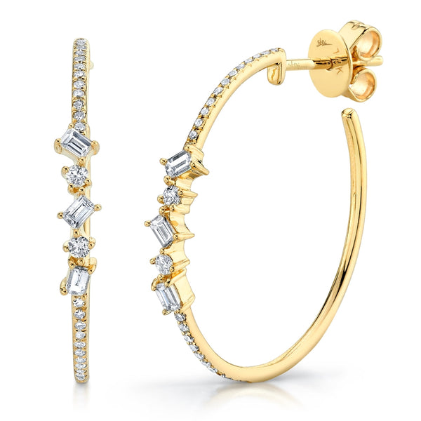 0.43CT DIAMOND BAGUETTE HOOP EARRING
