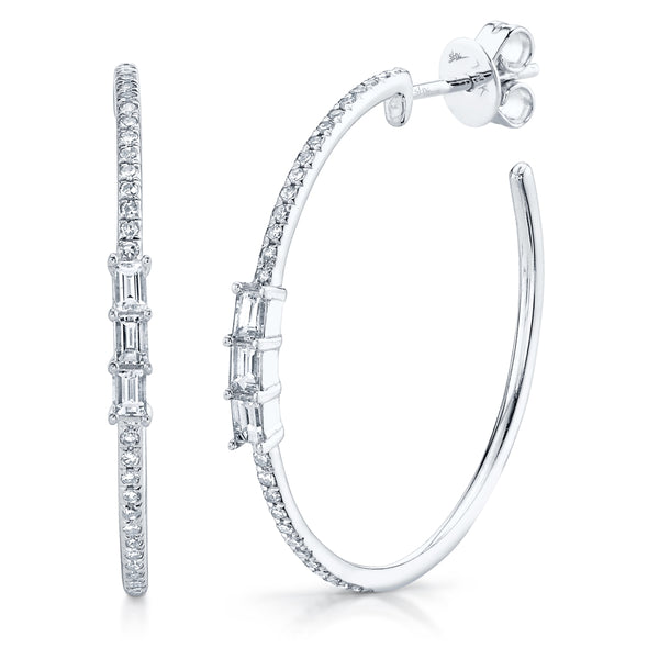 0.39CT DIAMOND BAGUETTE HOOP EARRING