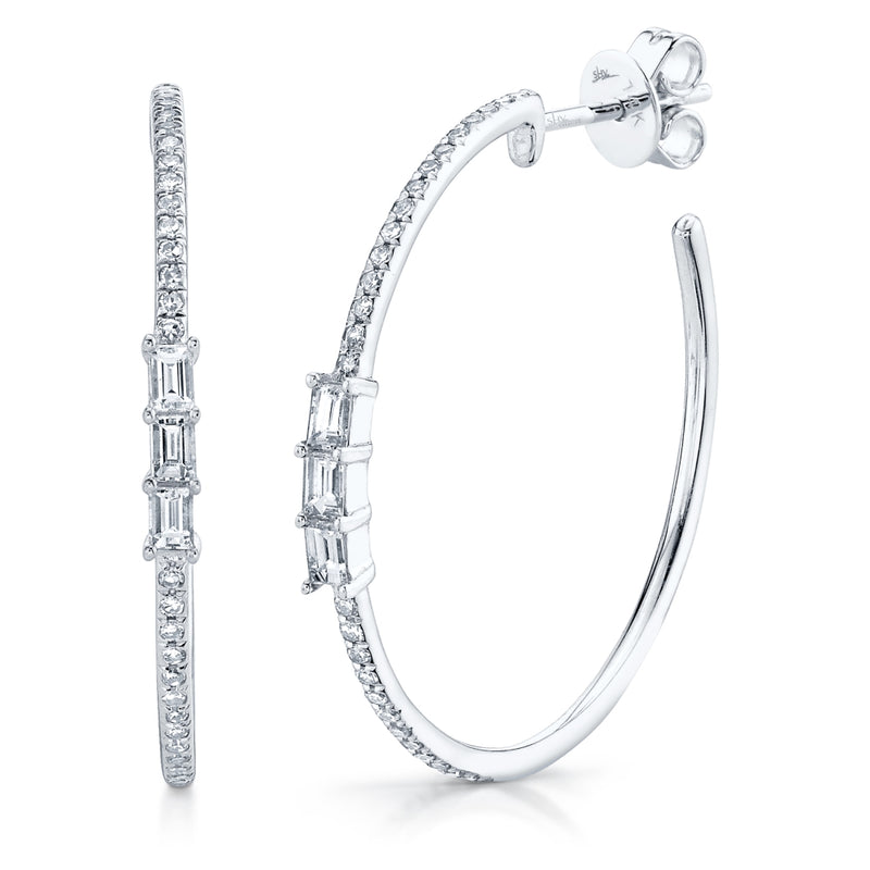 0.39CT DIAMOND BAGUETTE HOOP EARRING