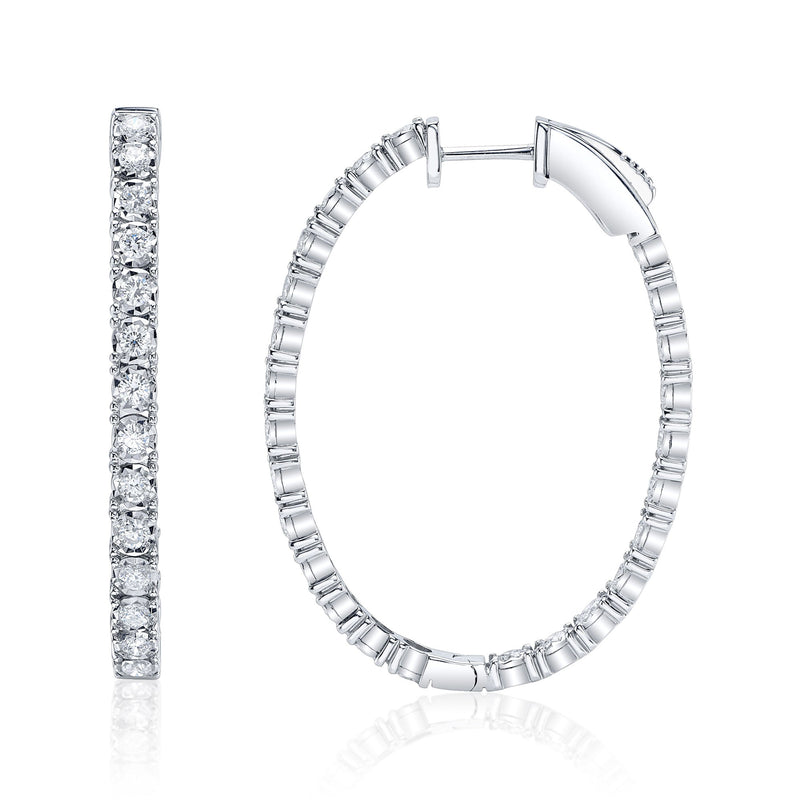1.50CT DIAMOND OVAL HOOP EARRING
