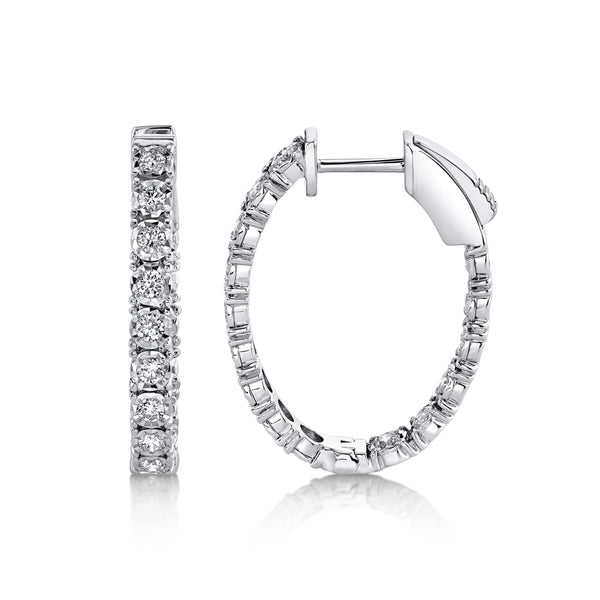 0.90CT DIAMOND OVAL HOOP EARRING