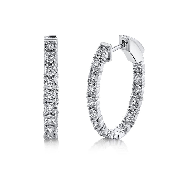 0.90CT DIAMOND OVAL HOOP EARRING