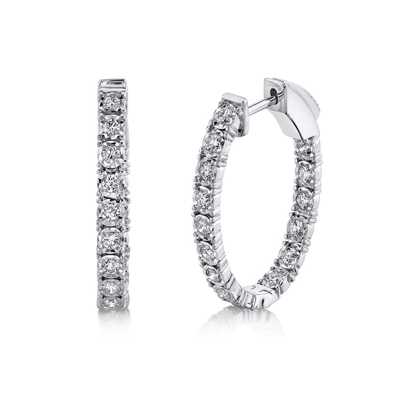 0.90CT DIAMOND OVAL HOOP EARRING