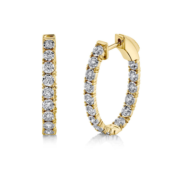 0.90CT DIAMOND OVAL HOOP EARRING