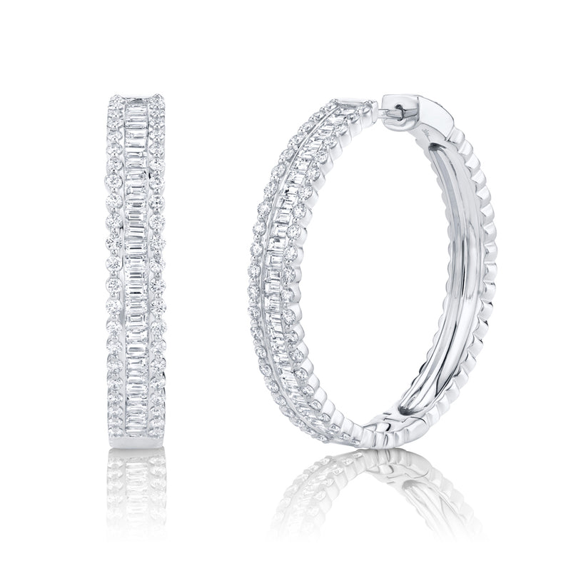 3.40CT DIAMOND BAGUETTE HOOP EARRING