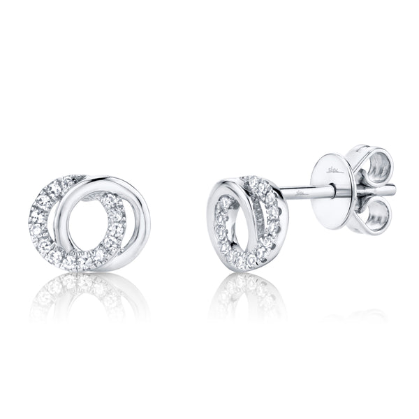 0.09CT DIAMOND LOVE KNOT CIRCLE STUD EARRING