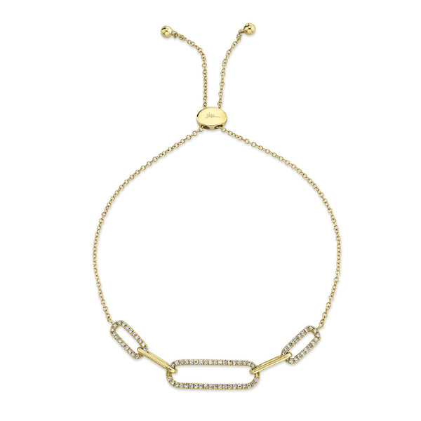 0.24CT DIAMOND PAPER CLIP LINK BOLO BRACELET