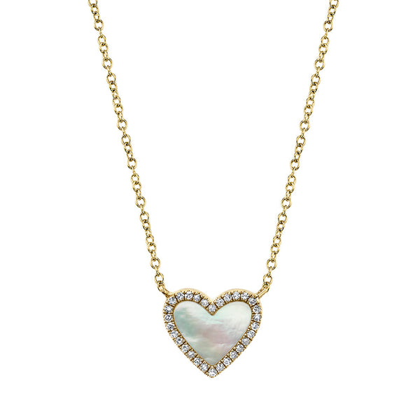 0.09CT DIAMOND & 0.56CT MOTHER OF PEARL HEART NECKLACE