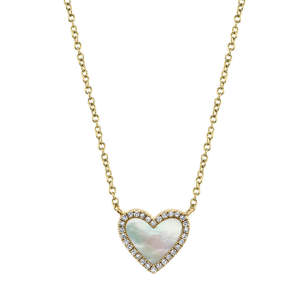 0.09CT DIAMOND & 0.56CT MOTHER OF PEARL HEART NECKLACE – Shy Creation