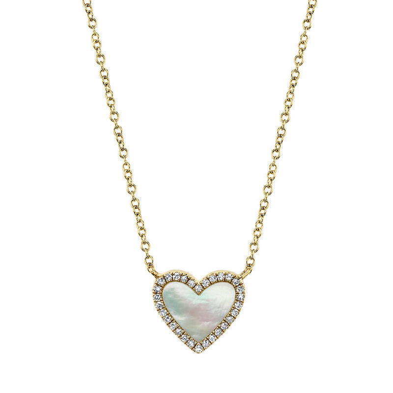 0.09CT DIAMOND & 0.56CT MOTHER OF PEARL HEART NECKLACE