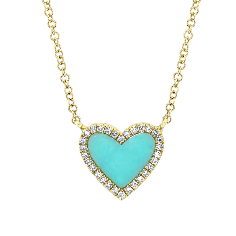 0.09CT DIAMOND & 0.55CT COMPOSITE TURQUOISE HEART NECKLACE