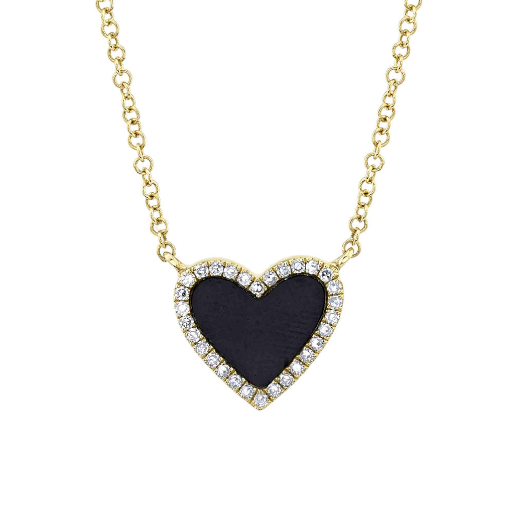 0.09CT DIAMOND & 0.59CT BLACK ONYX HEART NECKLACE – Shy Creation