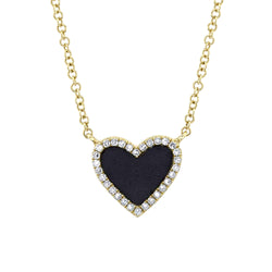 0.09CT DIAMOND & 0.59CT BLACK ONYX HEART NECKLACE – Shy Creation
