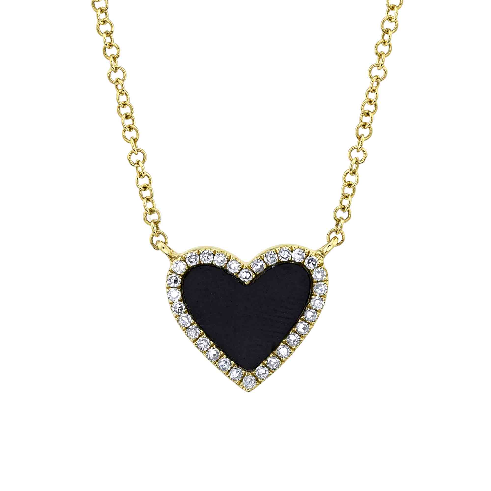 0.09CT DIAMOND & 0.59CT BLACK ONYX HEART NECKLACE – Shy Creation