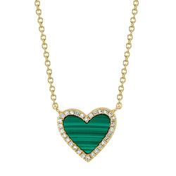 0.09CT DIAMOND & 0.81CT MALACHITE HEART NECKLACE – Shy Creation