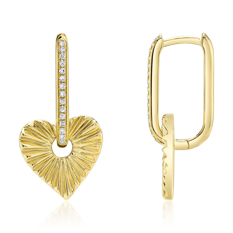 0.08CT DIAMOND RIBBED HEART EARRING