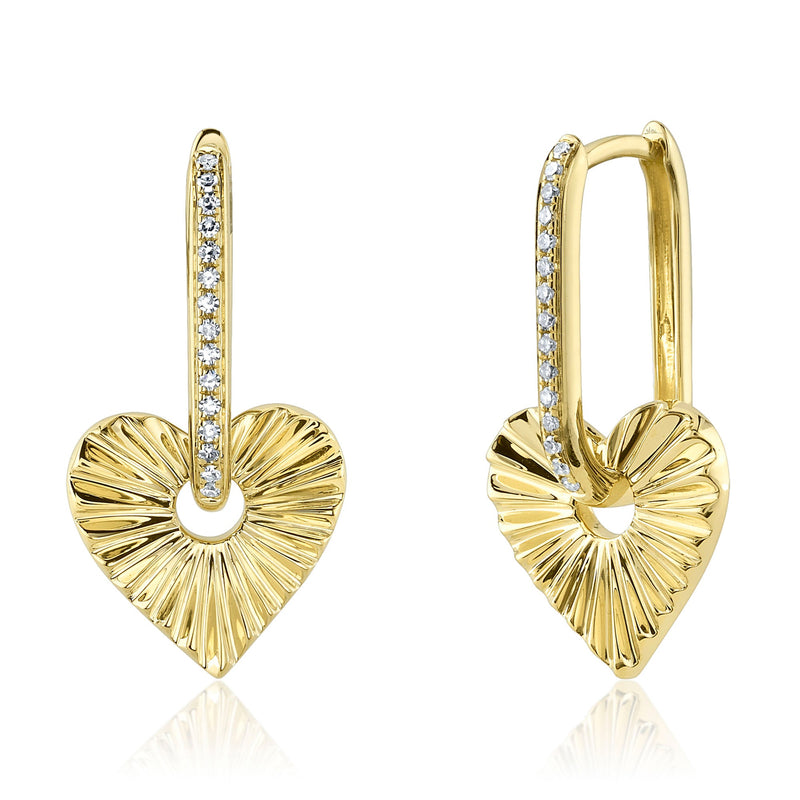 0.08CT DIAMOND RIBBED HEART EARRING