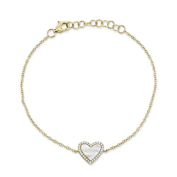 0.09CT DIAMOND & 0.56CT MOTHER OF PEARL HEART BRACELET
