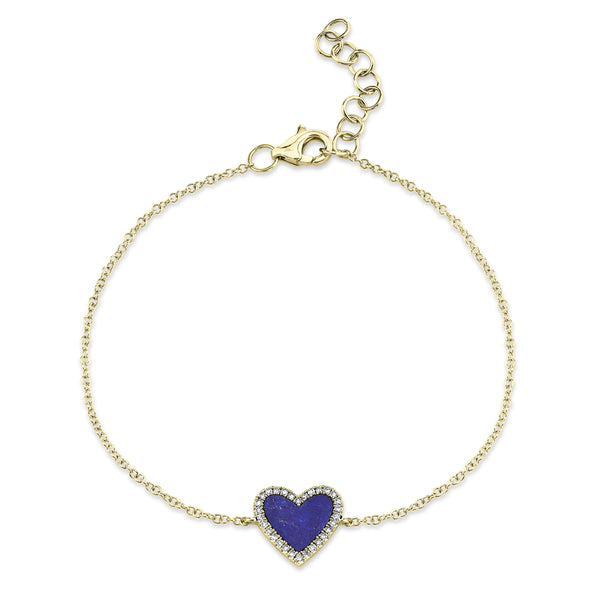 0.09CT DIAMOND & 0.60CT LAPIS HEART BRACELET
