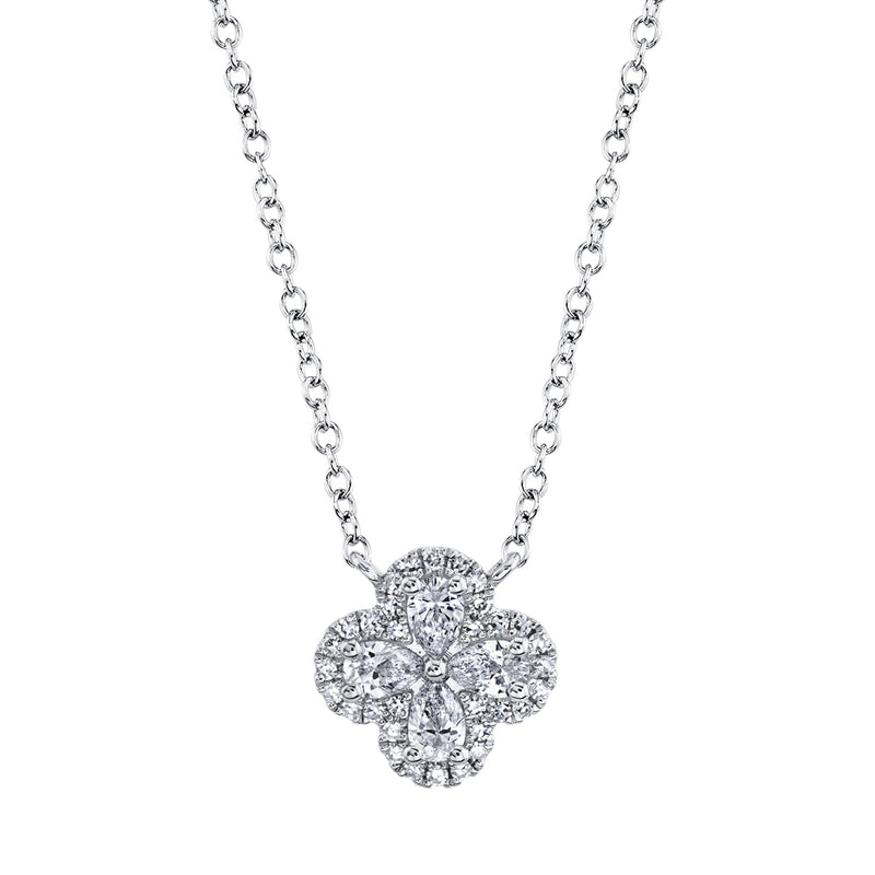 0.41CT DIAMOND PEAR CLOVER NECKLACE