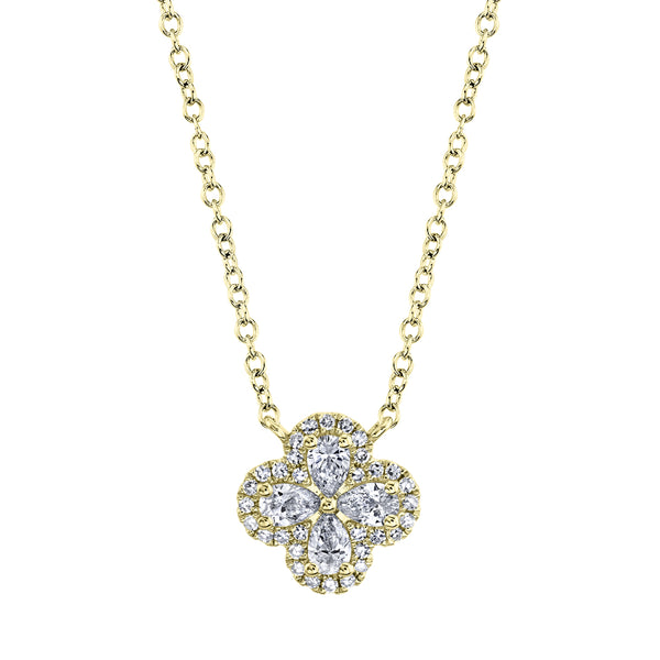 0.41CT DIAMOND PEAR CLOVER NECKLACE
