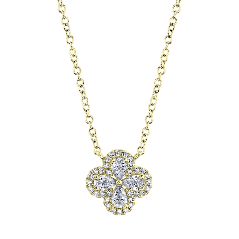 0.41CT DIAMOND PEAR CLOVER NECKLACE