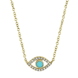 0.06CT DIAMOND & 0.07CT COMPOSITE TURQUOISE EYE NECKLACE – Shy