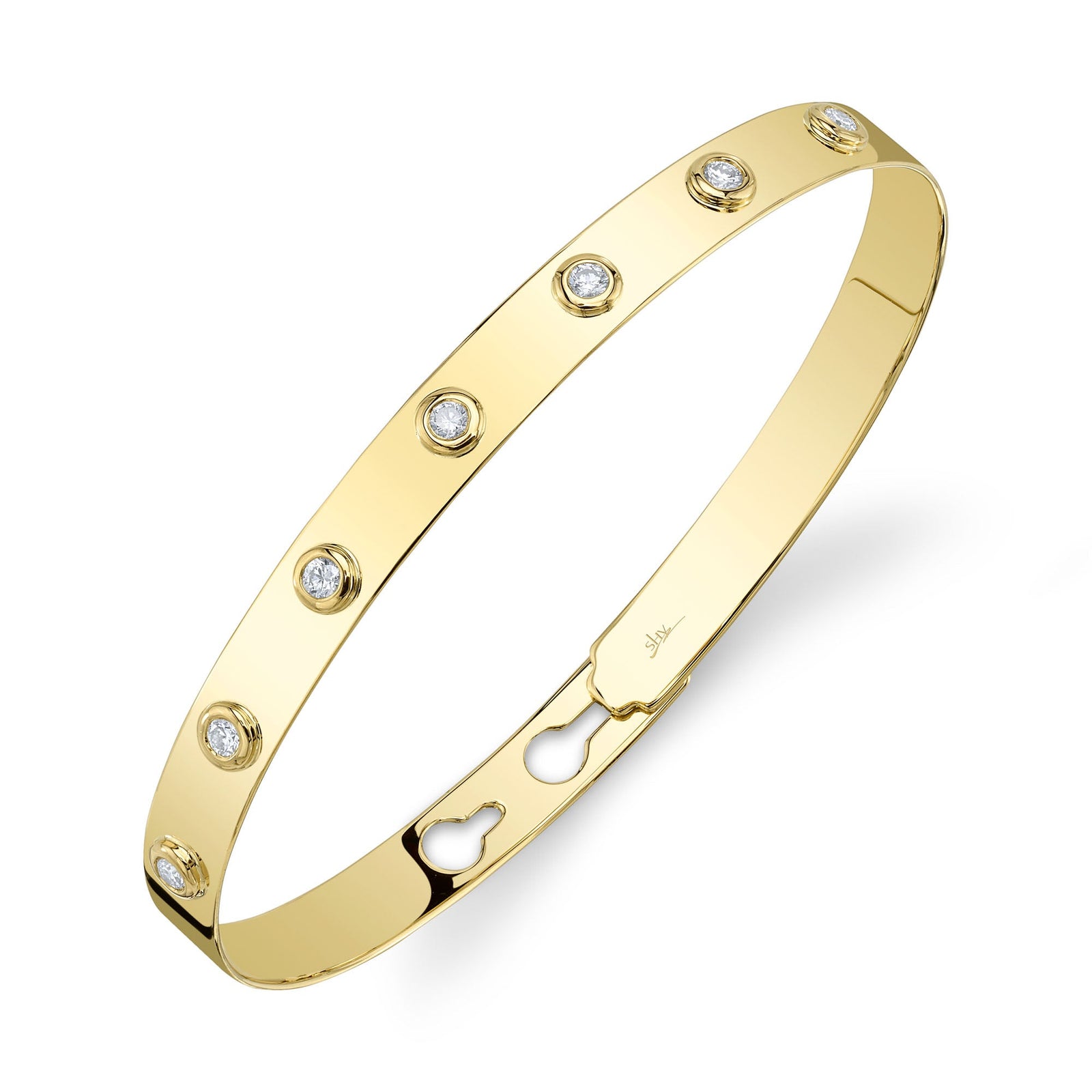 0.32CT DIAMOND BEZEL LATCH LOCK BANGLE – Shy Creation