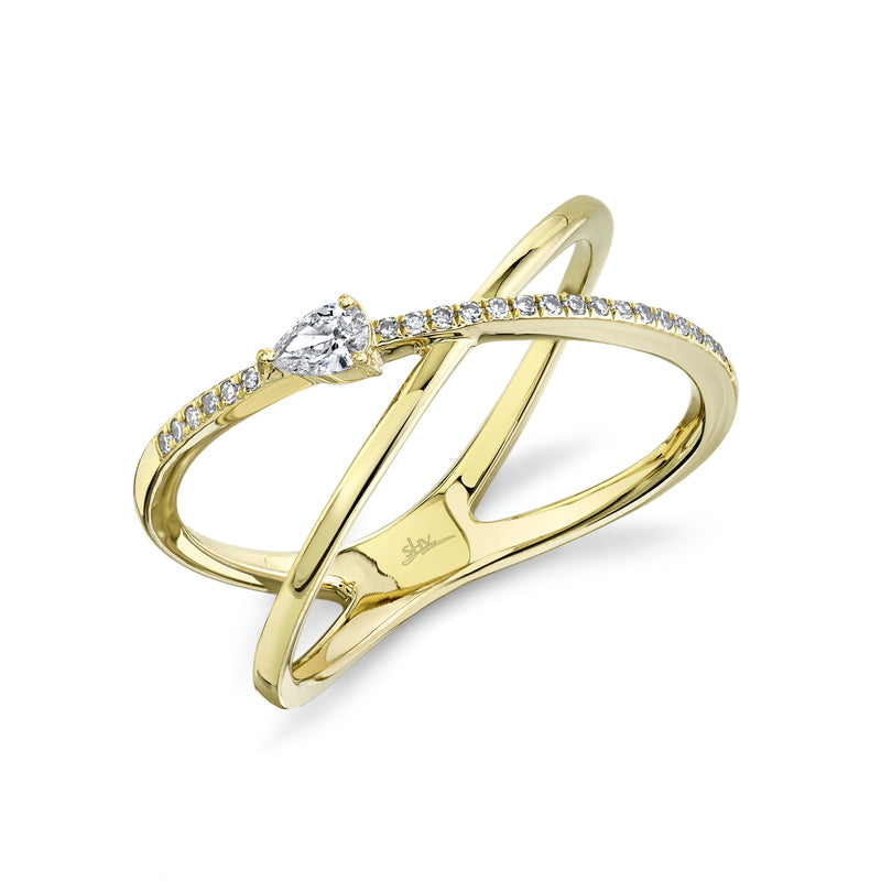 0.15CT DIAMOND PEAR "X" RING