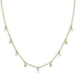 0.04CT DIAMOND & CULTURED PEARL NECKLACE