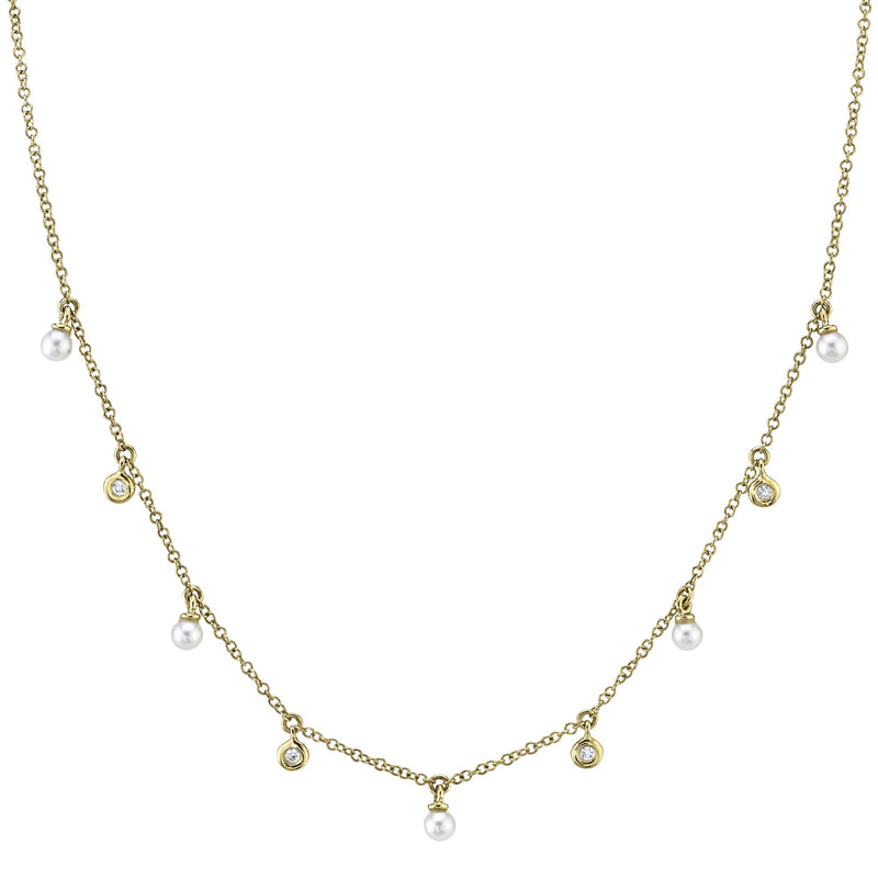 0.04CT DIAMOND & CULTURED PEARL NECKLACE