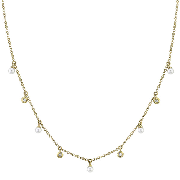 0.04CT DIAMOND & CULTURED PEARL NECKLACE