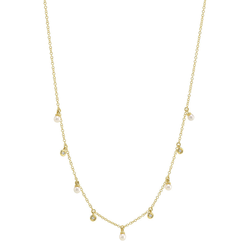 0.04CT DIAMOND & CULTURED PEARL NECKLACE