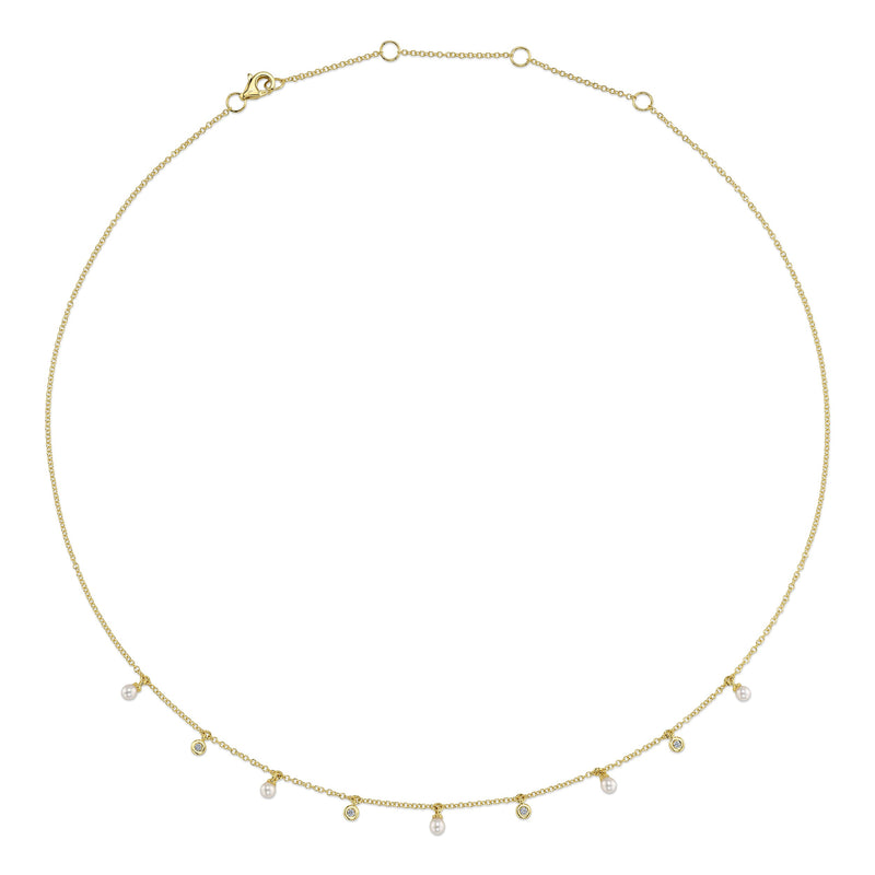 0.04CT DIAMOND & CULTURED PEARL NECKLACE