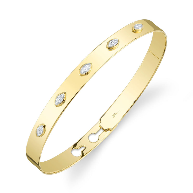 0.41CT DIAMOND MARQUISE BEZEL LATCH LOCK BANGLE