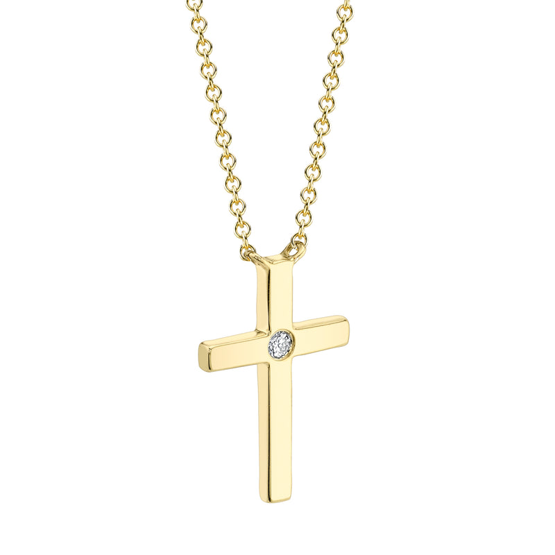 0.03CT DIAMOND BEZEL CROSS NECKLACE