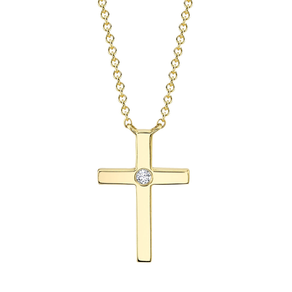 0.03CT DIAMOND BEZEL CROSS NECKLACE – Shy Creation