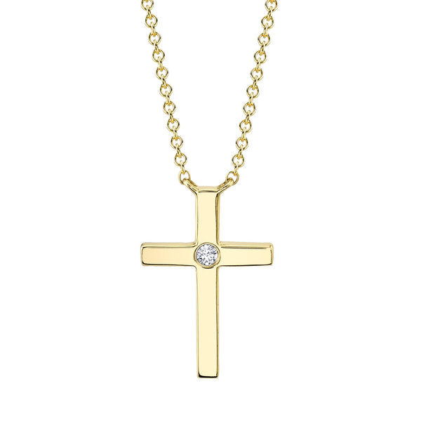 0.03CT DIAMOND BEZEL CROSS NECKLACE