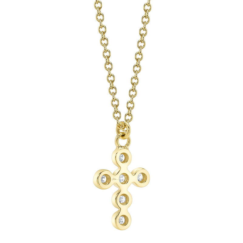 0.08CT DIAMOND BEZEL CROSS NECKLACE