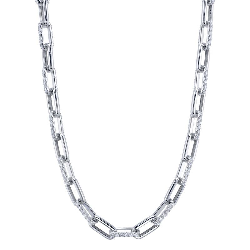 13.01CT DIAMOND PAVE PAPER CLIP LINK NECKLACE