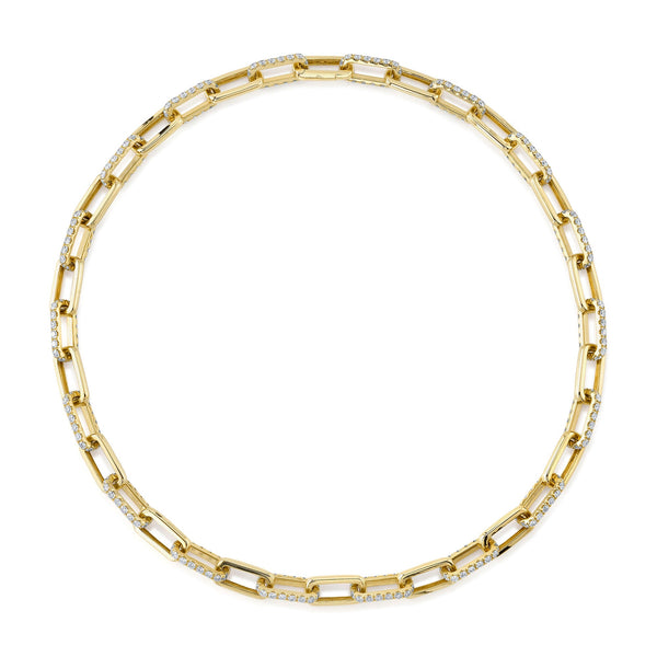13.01CT DIAMOND PAVE PAPER CLIP LINK NECKLACE